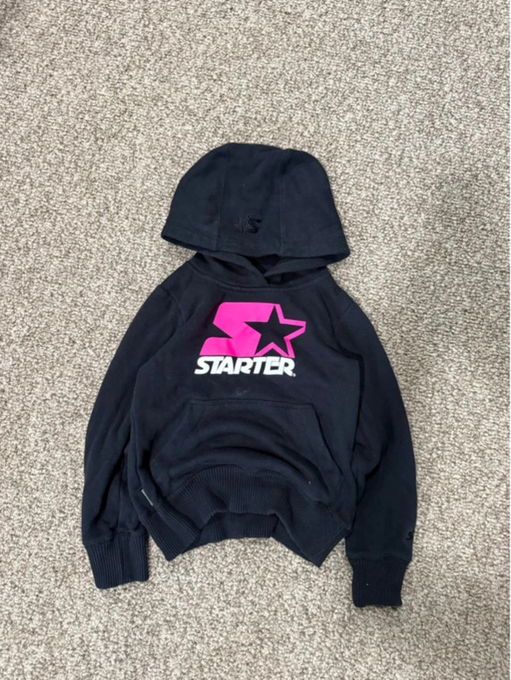 Starter Kids Black Pink Logo Hoodie Size S Y2K